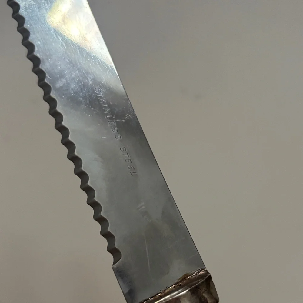 Ornate Silver Stainless Steel Challah Bread Knife